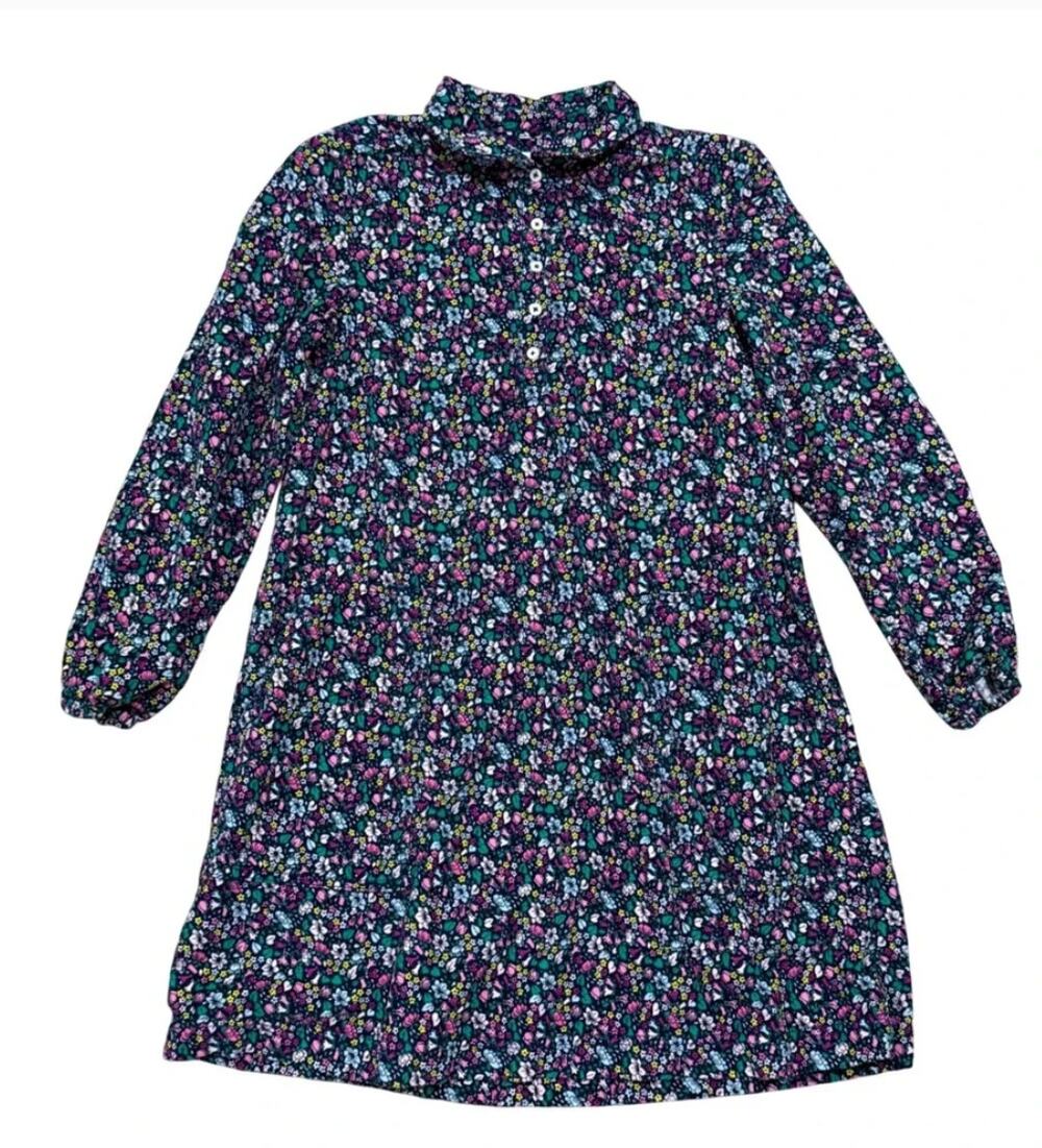 J Crewcuts Girls Floral Navy Corduroy Long Sleeve Collared dress. Size 12